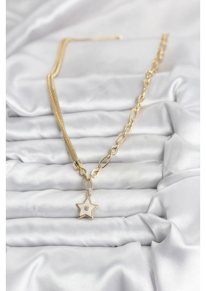 Bfs Gold Renk Pirinç Yıldız Model Kadın Kolye fiyatları