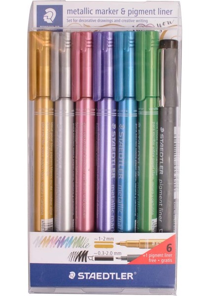 Staedtler Markör Metalik 6 Lı/pıgment Liner Siyah 8323-SWP6P