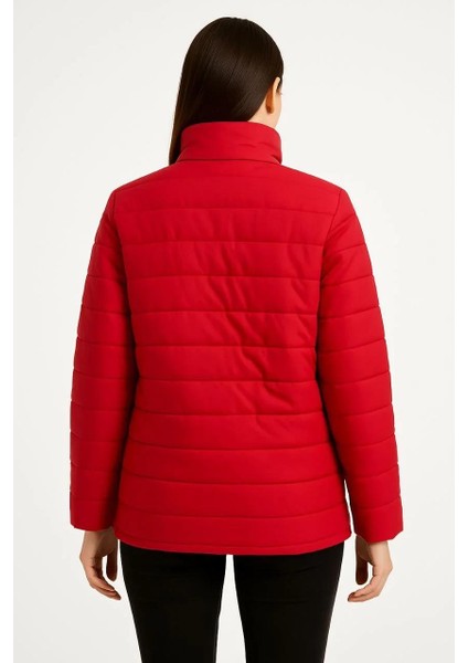 Kadın Bomber Mont Ceket – Su Itici Kumaş, Kapitone Astarlı, Fermuarlı, Kışlık - Kırmızı fiyatları
