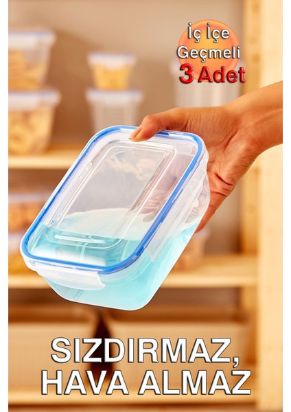 Lock&fresh Contalı Dikdörtgen Saklama Kabı (400, 800, 1400 Ml) (Üçlü Set) fiyatları