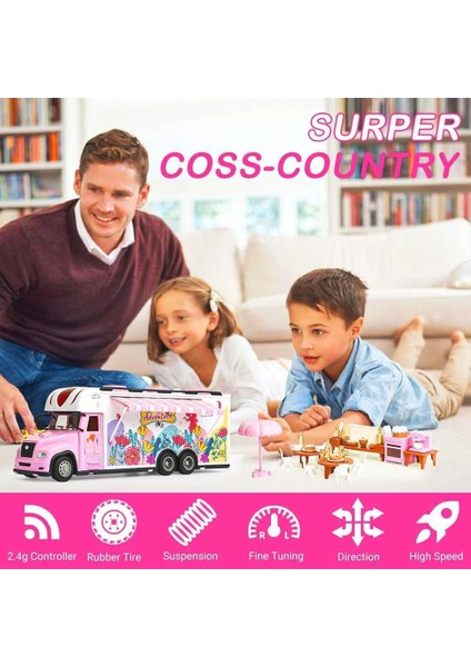 Pasifik Kumandalı Pembe Karavan FC017 Eğlenceli Araç Açılır Kapı 2.4ghz Sesli Işıklı 6+ fırsatları
