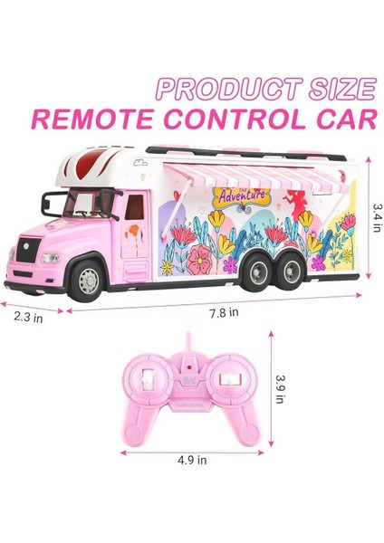 Pasifik Kumandalı Pembe Karavan FC017 Eğlenceli Araç Açılır Kapı 2.4ghz Sesli Işıklı 6+ indirimleri