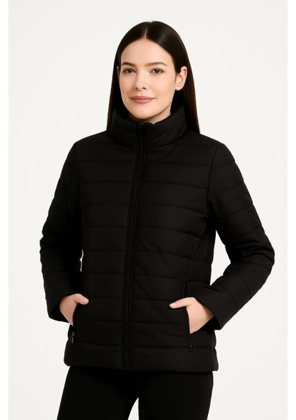 Kadın Bomber Mont Ceket – Su Itici Kumaş, Kapitone Astarlı, Fermuarlı, Kışlık - Siyah modelleri