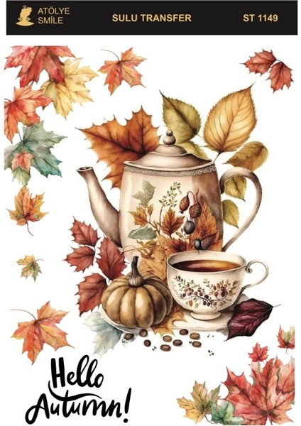 ST1193 Sonbahar Konseptli Açık Zemin Sulu Transfer 25*35 cm