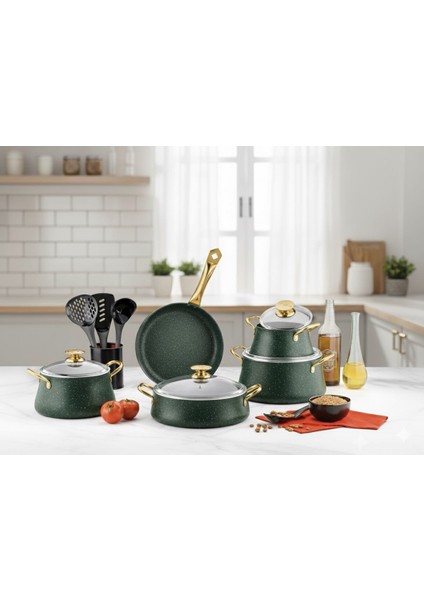 Lotus 9 Parça Tencere Seti Granit