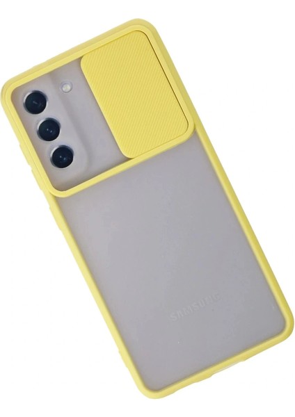 Samsung Galaxy S21 Fe Kılıf Palm Buzlu Kamera Sürgülü Silikon - Sarı modelleri