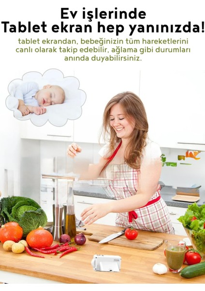 Bebek Kamerası Gece Görüşlü Tablet Ekranlı Bebek Monitörü