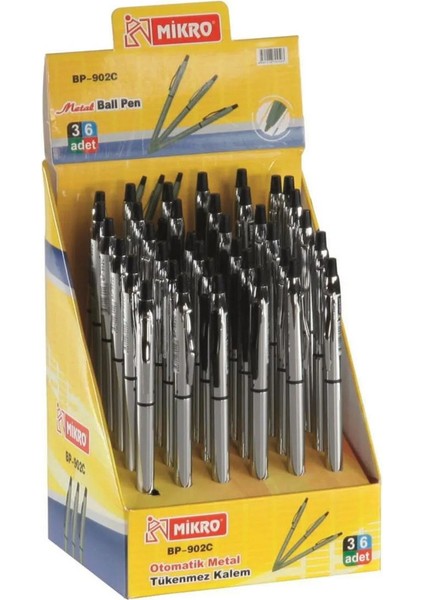 Mikro Tükenmez Kalem Otomatik Metal 36 Lı BP-902C-36-PKT