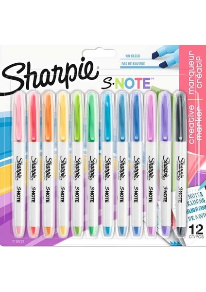 Sharpie Fosforlu Kalem Snote Çok Işlevli Karışık 12 Li Bls