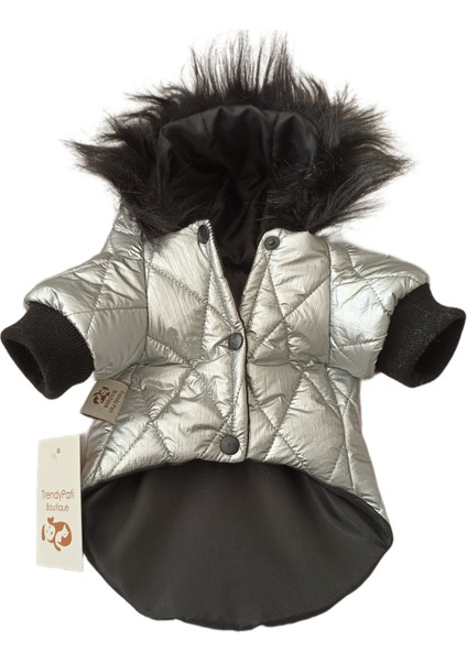 Su Geçirmez Köpek Montu | Çıtçıtlı Kışlık Köpek Kıyafeti | S-M-L-Xl/gümüş Rengi