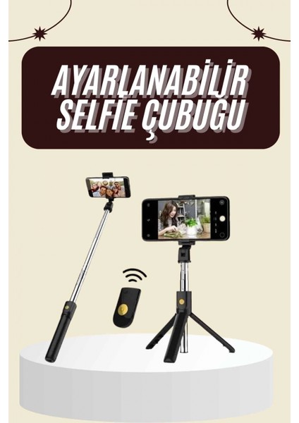 Ieg Cep Telefonu Tripod Standı Manyetik Selfie Sopa Bluetooth Uzaktan Kumandalı