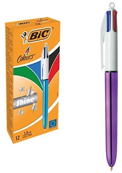 Bic Tükenmez Kalem Shıne 4 Colours Mor Gövde 12 Li 951351