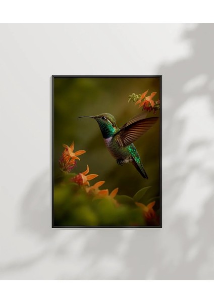 Çiçekler Arasında Sinek Kuşu Poster