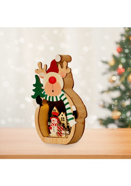 Yılbaşı Dekoru Ahşap Işıklı Geyik Dekor