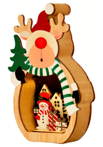 Yılbaşı Dekoru Ahşap Işıklı Geyik Dekor modelleri