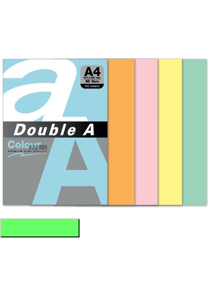 Double A Renkli Kağıt 100 Lü A4 80 gr Pastel Zümrüt Yeşili