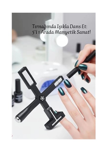 Bfs 5 Etkili Cat Eye Oje Mıknatısı Seti - Profesyonel Kedi Gözü Manyetik Jel Oje Tasarım Aracı