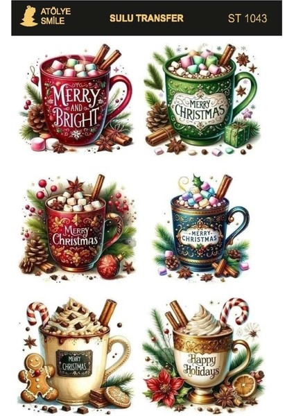 ST1043 Yeniyıl, Fincan Konseptli Açık Zemin Sulu Transfer 25*35 cm