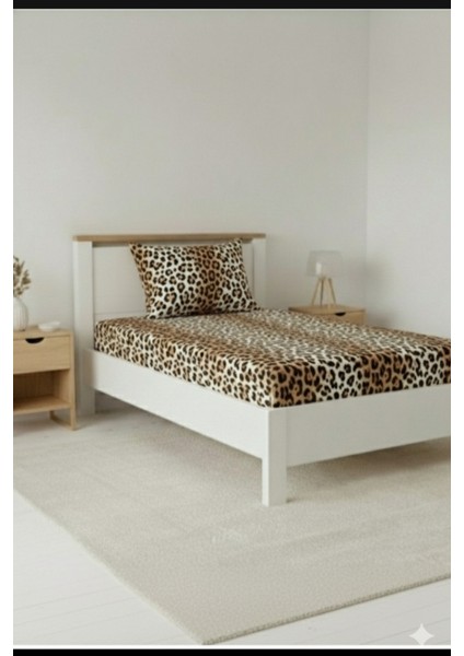 Leopar Tek Kişilik Lastikli Çarşaf Seti