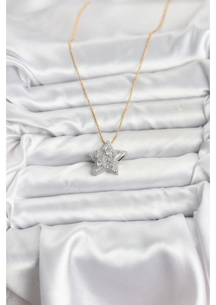 Bfs 316L Çelik Zincir Gold Renk Zincirli Gümüş Yıldız Model Kadın Kolye fiyatları