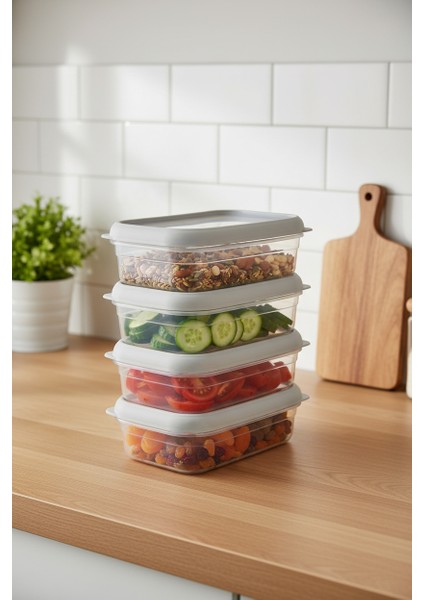 Hide Plus 4'lü Saklama Kabı 700 ml Beyaz