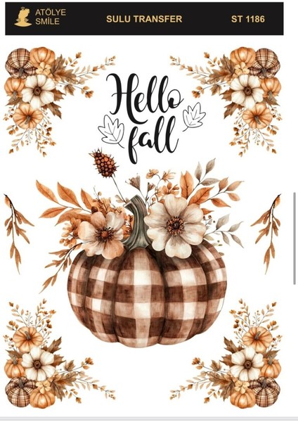 ST1186 Kabak Desenli Açık Zemin Sulu Transfer 25*35 cm