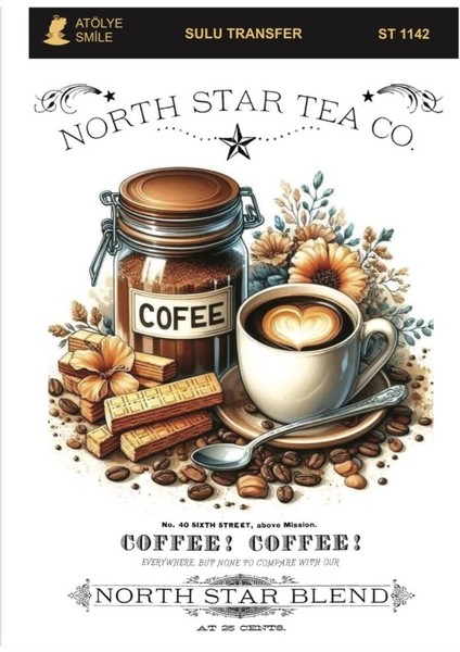 ST1142 Kahve Konseptli Açık Zemin Sulu Transfer 25*35 cm