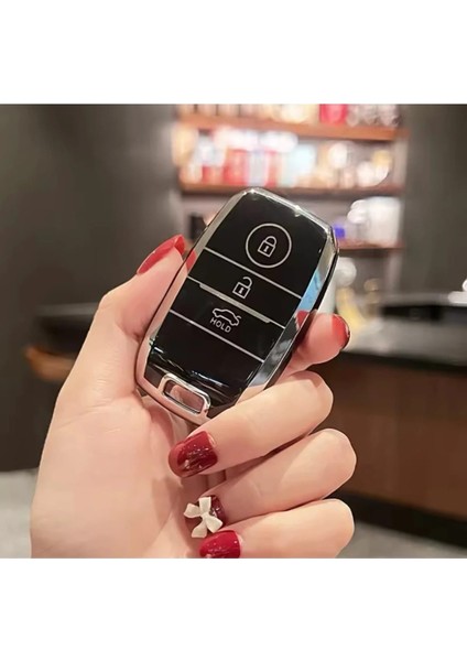 Kia Rio, Ceed, Sportage, Sorento, Picanto, Soul, Stonic Anahtar Kılıfı – Sustasız Anahtar Uyumlu | Siyah & Gümüş
