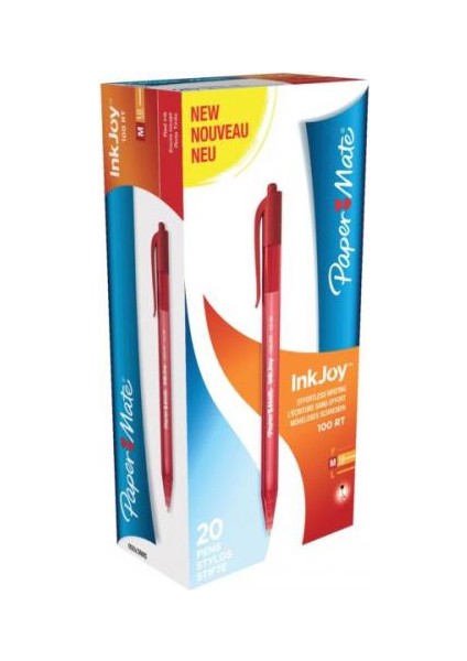 Paper Mate Tükenmez Kalem Inkjoy 100 Rt 1.0 mm Kırmızı Basmalı(20 Li)