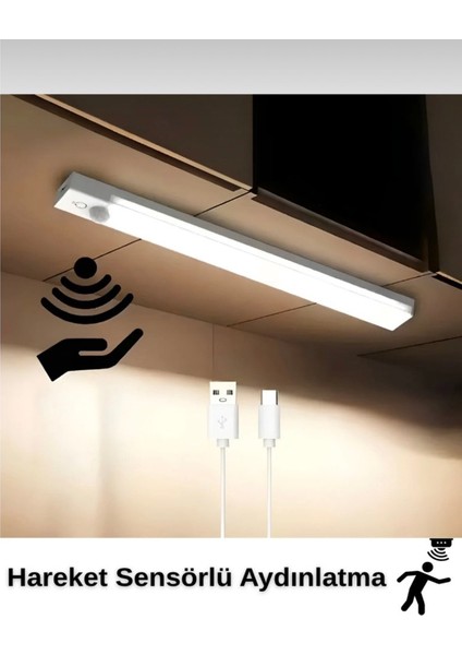 Hareket Sensörlü Şarjlı LED Beyaz Panel ,elbise Dolabı Çalışma Masası Ev LED Lamba Işık