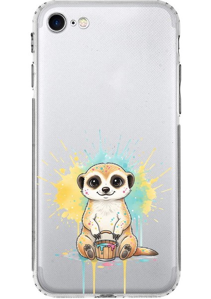 iPhone 8 ile Uyumlu Splash Mirket Tasarımlı Şeffaf Silikon Kılıf