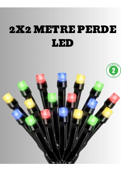 Bfs 2x2 Metre Pil ile Çalışan Perde LED Işık – 8 Modlu Dekoratif