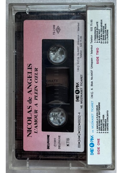 Nicolas De Angelis L’amour Plein Coeur Kaset (Orijinal Dönem Baskı Kaset) fiyatları