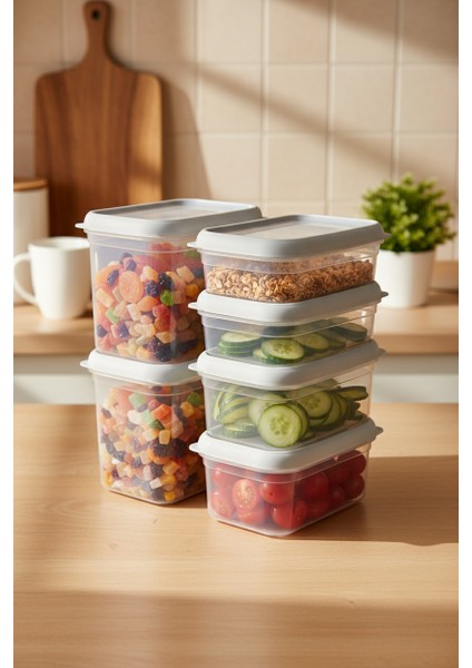 Hide Plus 6'lı Saklama Kabı Beyaz ( 2x 1,9lt - 2x 1 Lt - 2x 0,70 Lt)