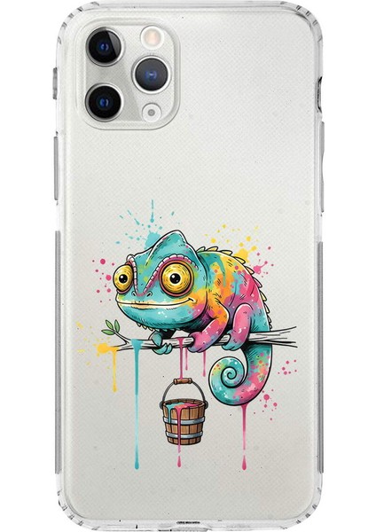 iPhone 11 Pro Max ile Uyumlu Splash Bukalemun Tasarımlı Şeffaf Silikon Kılıf