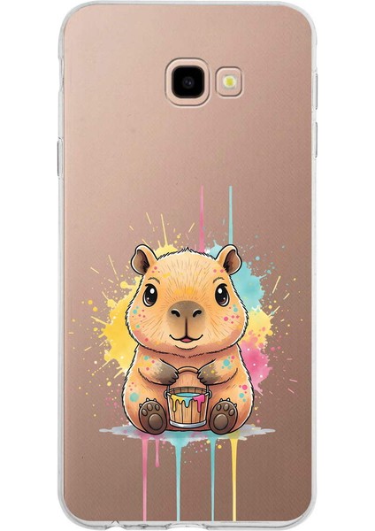Samsung Galaxy J4+ Plus ile Uyumlu Splash Kapibara Tasarımlı Slimfit Şeffaf Silikon Kılıf
