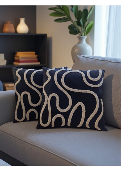 Bohem Tarz Punch Nakışlı Kırlent Kılıfı | 43X43 cm | 2 Adet