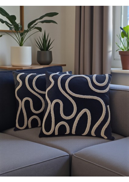 Bohem Tarz Punch Nakışlı Kırlent Kılıfı | 43X43 cm | 2 Adet modelleri