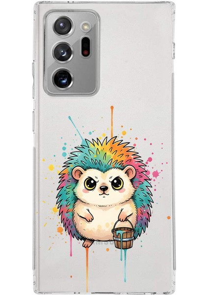 Samsung Galaxy Note 20 Ultra ile Uyumlu Splash Kirpi Tasarımlı Şeffaf Silikon Kılıf