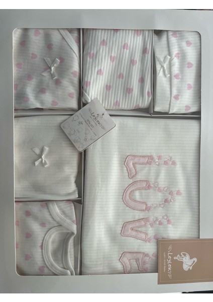 Love Nakışlı 10’lu Yenidoğan Bebek Zıbın Seti Beyaz