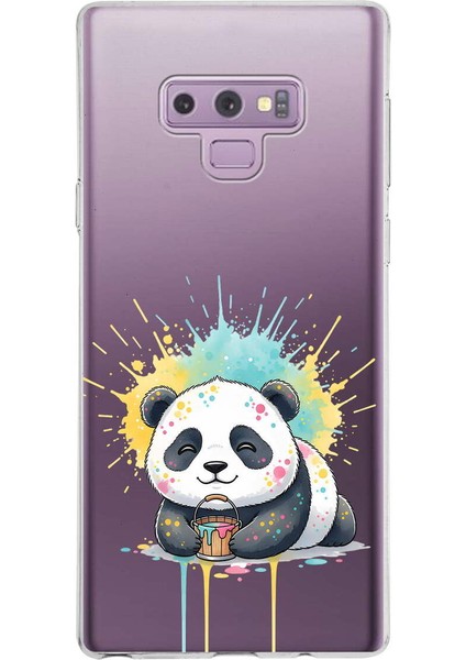 Samsung Galaxy Note 9 ile Uyumlu Splash Panda Tasarımlı Slimfit Şeffaf Silikon Kılıf