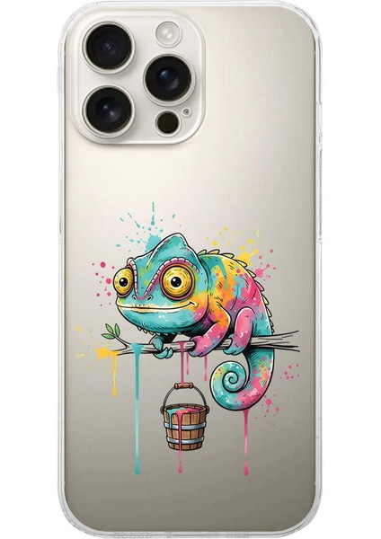 iPhone 16 Pro ile Uyumlu Splash Bukalemun Tasarımlı Şeffaf Silikon Kılıf