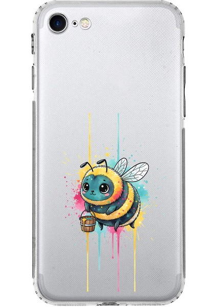 iPhone 7 ile Uyumlu Splash Arı Tasarımlı Şeffaf Silikon Kılıf
