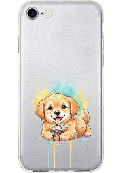 iPhone Se 2022 ile Uyumlu Splash Köpek Tasarımlı Slimfit Şeffaf Silikon Kılıf