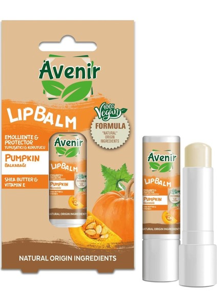 Avenir Balkabağı Vegan Dudak Bakım Kremi - Kuruyan ve Çatlayan Dudaklar Için Yumuşatıcı ve Koruyucu Etkili