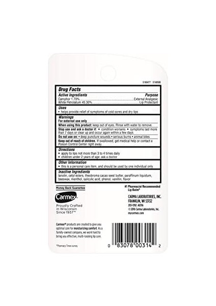 Carmex Orijinal Lezzet Nemlendirici Dudak Balsamı Tüp Değer Paketi, 0,35 Ounce (3 Sayı)