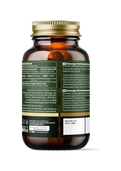 Naturagen Vity Bromelain 60 Kapsül fiyatları