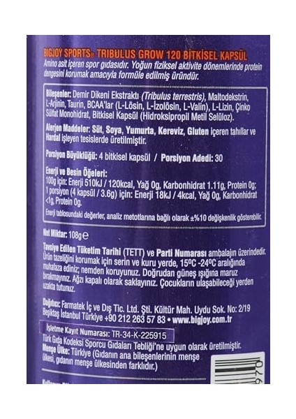 Bigjoy Sports Tribulusgrow, 120 Kapsül modelleri