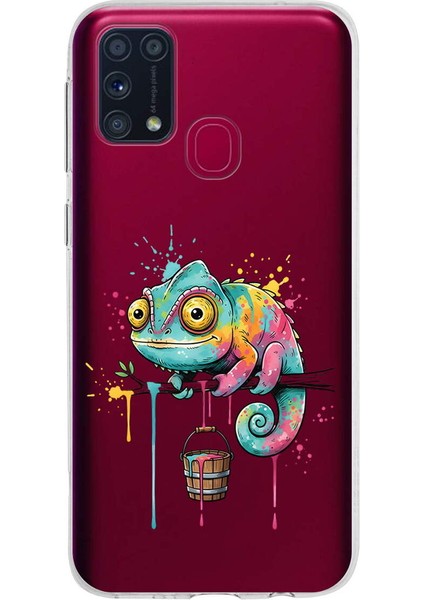 Samsung Galaxy M31 ile Uyumlu Splash Bukalemun Tasarımlı Slimfit Şeffaf Silikon Kılıf