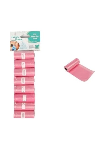 Bamm Bamm Kirli Bebek Bezi Poşeti Çanta Boy Pembe 8 Rulo (120 Adet) fiyatları